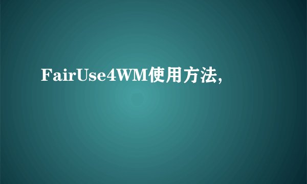 FairUse4WM使用方法,