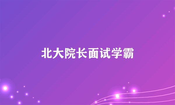 北大院长面试学霸