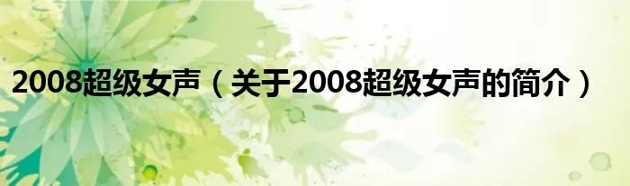 2008超级女声(关于2008超级女声的简介)