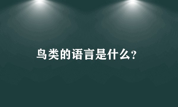 鸟类的语言是什么？