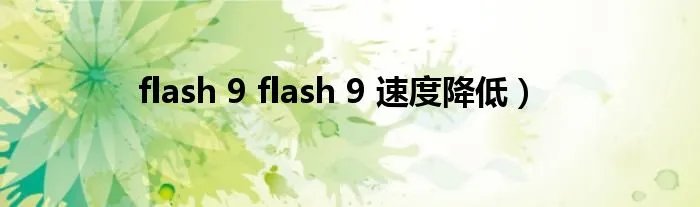 flash 9 flash 9 速度降低)