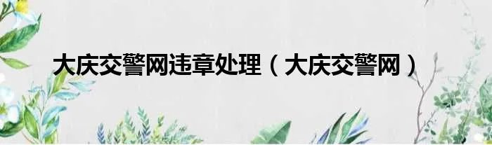 大庆交警网违章处理（大庆交警网）