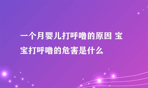 一个月婴儿打呼噜的原因 宝宝打呼噜的危害是什么