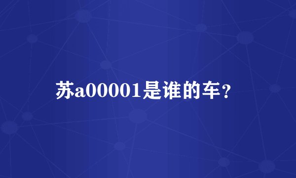 苏a00001是谁的车？