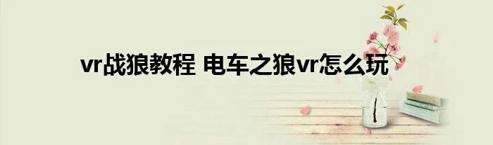 vr战狼教程 电车之狼vr怎么玩