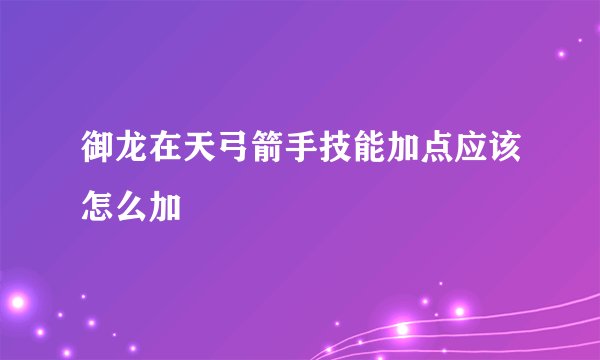 御龙在天弓箭手技能加点应该怎么加