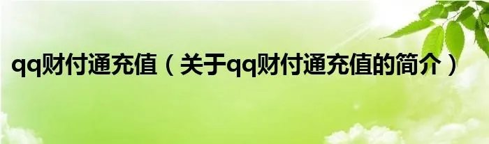 qq财付通充值(关于qq财付通充值的简介)