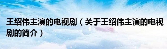 王绍伟主演的电视剧（关于王绍伟主演的电视剧的简介）
