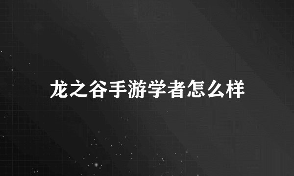 龙之谷手游学者怎么样
