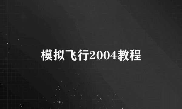模拟飞行2004教程