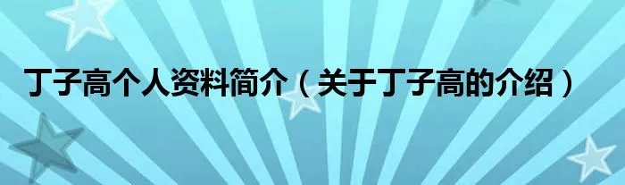 丁子高个人资料简介（关于丁子高的介绍）