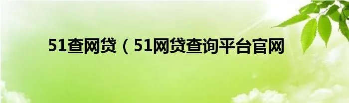 51查网贷（51网贷查询平台官网