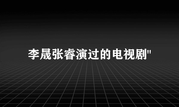 李晟张睿演过的电视剧