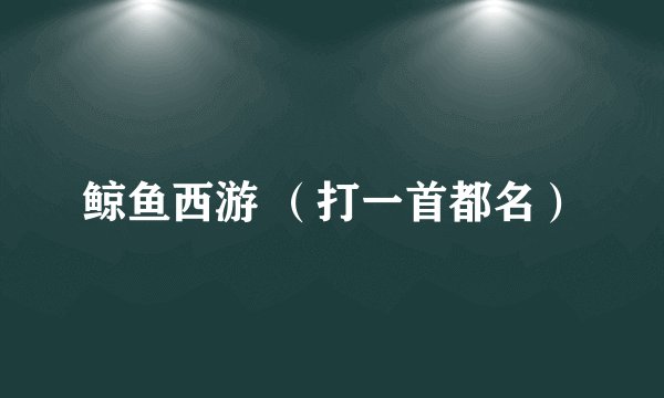 鲸鱼西游 （打一首都名）