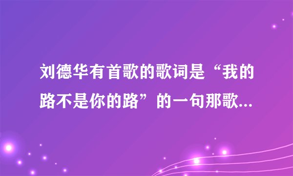 刘德华有首歌的歌词是“我的路不是你的路”的一句那歌叫什么名字