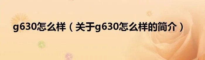 g630怎么样（关于g630怎么样的简介）