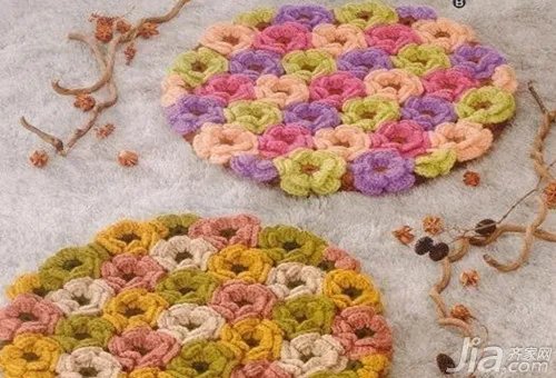 毛线编织地垫 手工毛线地垫制作