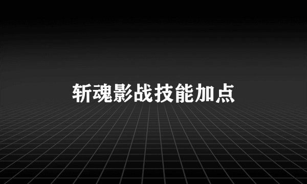 斩魂影战技能加点