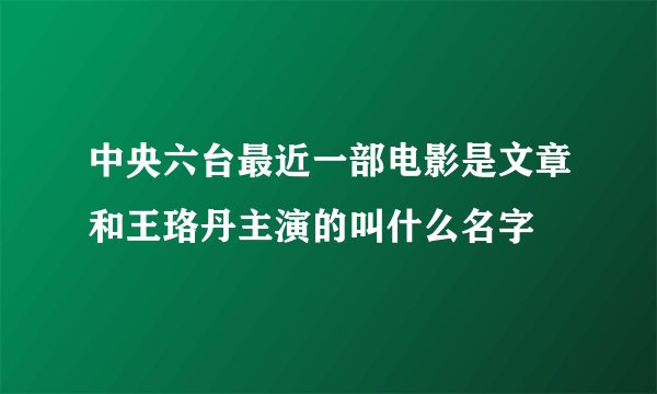 中央六台最近一部电影是文章和王珞丹主演的叫什么名字