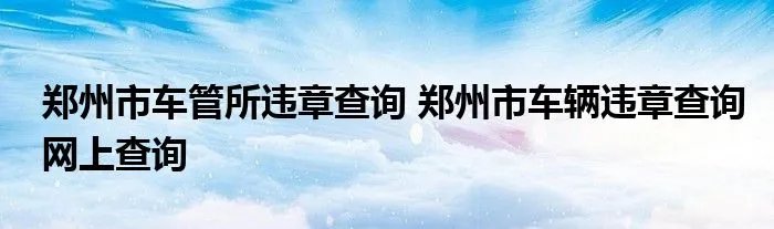 郑州市车管所违章查询 郑州市车辆违章查询网上查询
