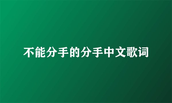 不能分手的分手中文歌词