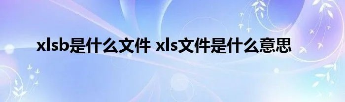 xlsb是什么文件 xls文件是什么意思