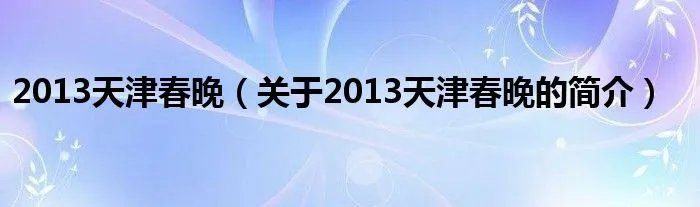 2013天津春晚(关于2013天津春晚的简介)