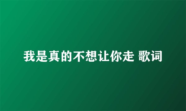 我是真的不想让你走 歌词