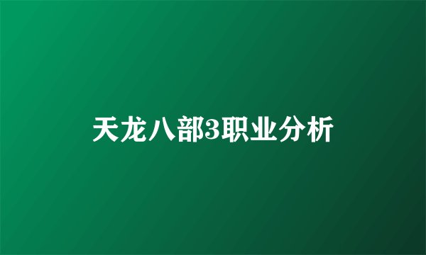 天龙八部3职业分析