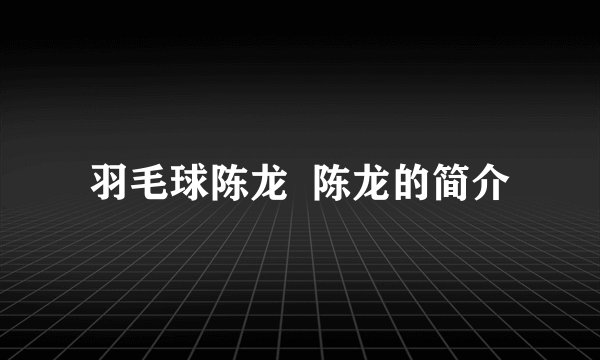 羽毛球陈龙  陈龙的简介