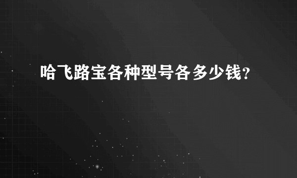 哈飞路宝各种型号各多少钱？