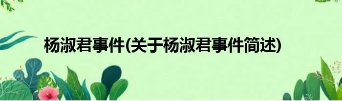 杨淑君事件(关于杨淑君事件简述)