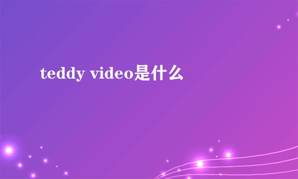 teddy video是什么