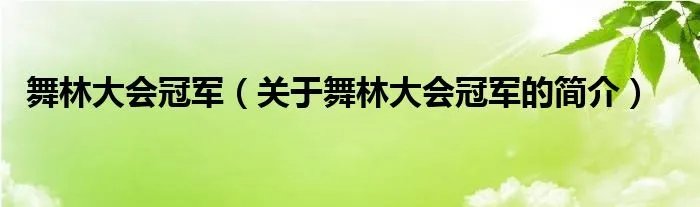 舞林大会冠军(关于舞林大会冠军的简介)