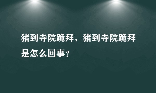 猪到寺院跪拜，猪到寺院跪拜是怎么回事？