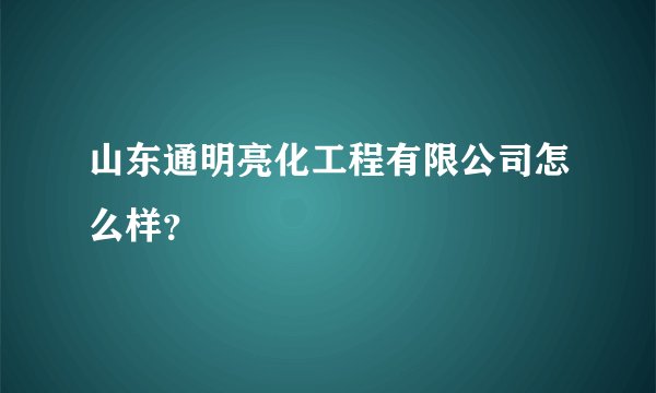 山东通明亮化工程有限公司怎么样?