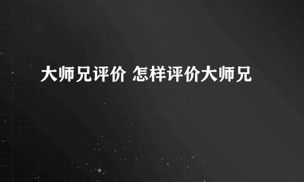 大师兄评价 怎样评价大师兄