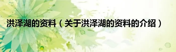 洪泽湖的资料（关于洪泽湖的资料的介绍）