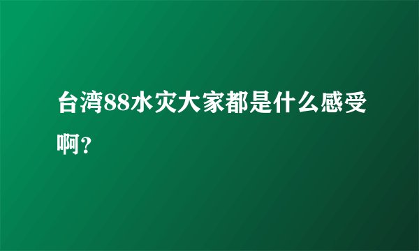 台湾88水灾大家都是什么感受啊?