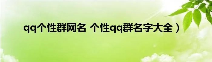qq个性群网名 个性qq群名字大全）
