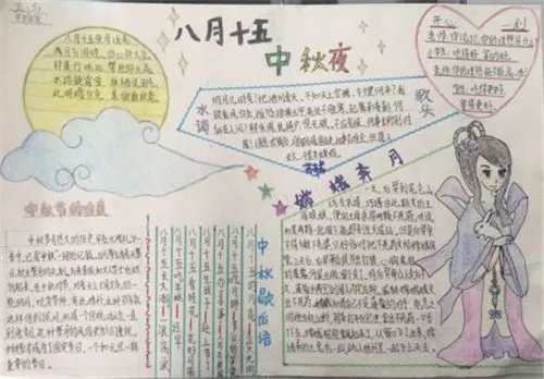 小学生中秋国庆同一天手抄报图片2020精选