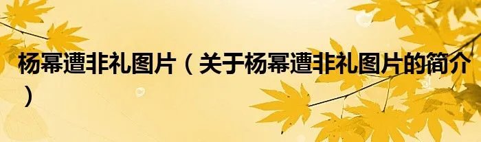 杨幂遭非礼图片（关于杨幂遭非礼图片的简介）