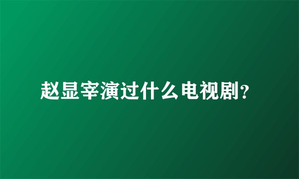赵显宰演过什么电视剧？