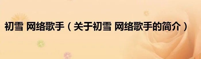 初雪 网络歌手（关于初雪 网络歌手的简介）