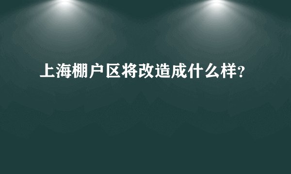 上海棚户区将改造成什么样？