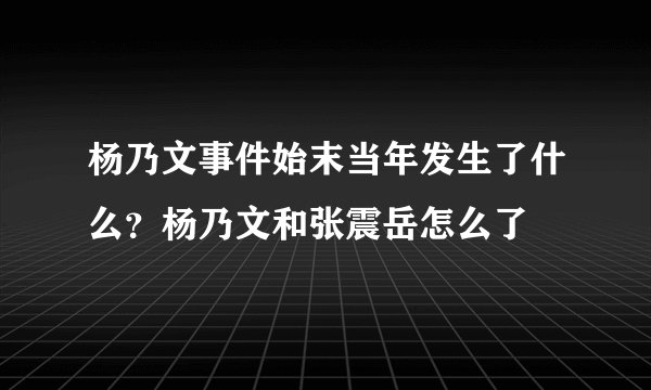 杨乃文事件始末当年发生了什么？杨乃文和张震岳怎么了