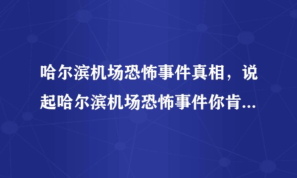 哈尔滨机场恐怖事件真相,说起哈尔滨机场恐怖事件你肯定是有所耳闻的-飞外网