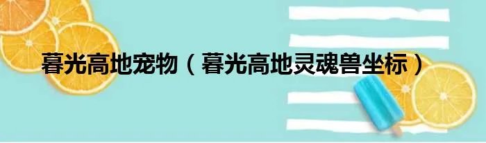 暮光高地宠物（暮光高地灵魂兽坐标）