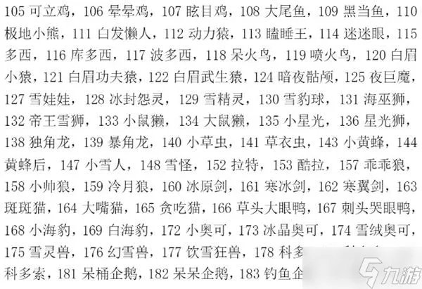 洛克王国宠物蛋编号大全一览