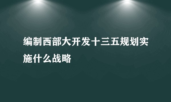 编制西部大开发十三五规划实施什么战略